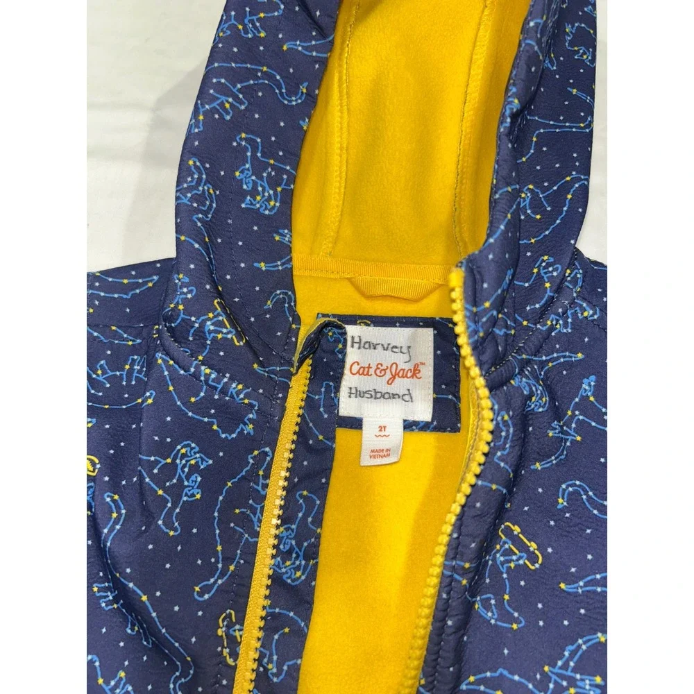Cat & Jack Toddler Boys 2T Navy Blue Dinosaur Constellation Fleece‎ Lined Jacket